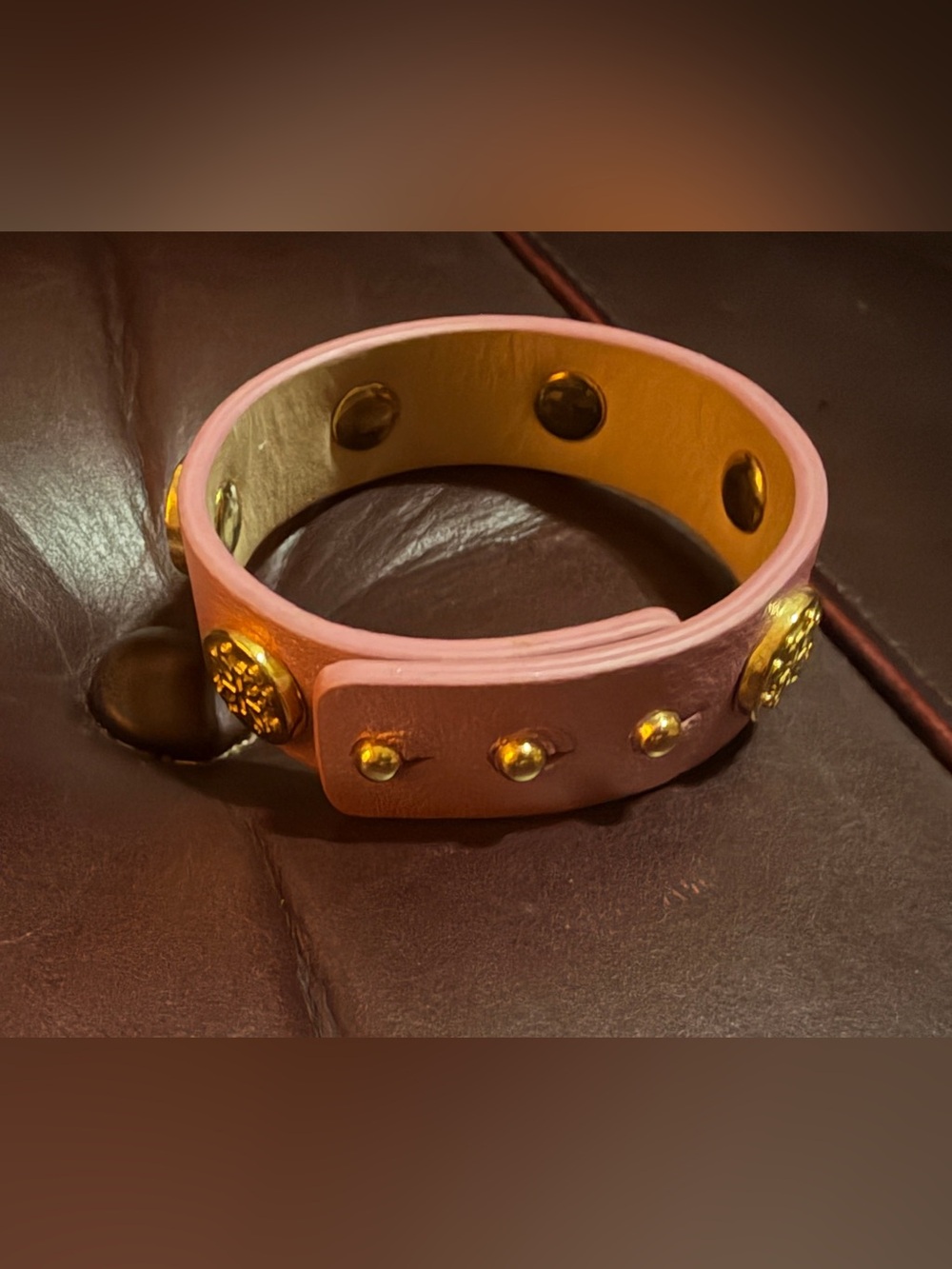 Rustic Cuff Pink Leather Studded Bracelet